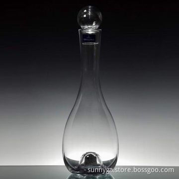 Handmade White Wine Decanter with Round Lid and Inward Concave at the Bottom